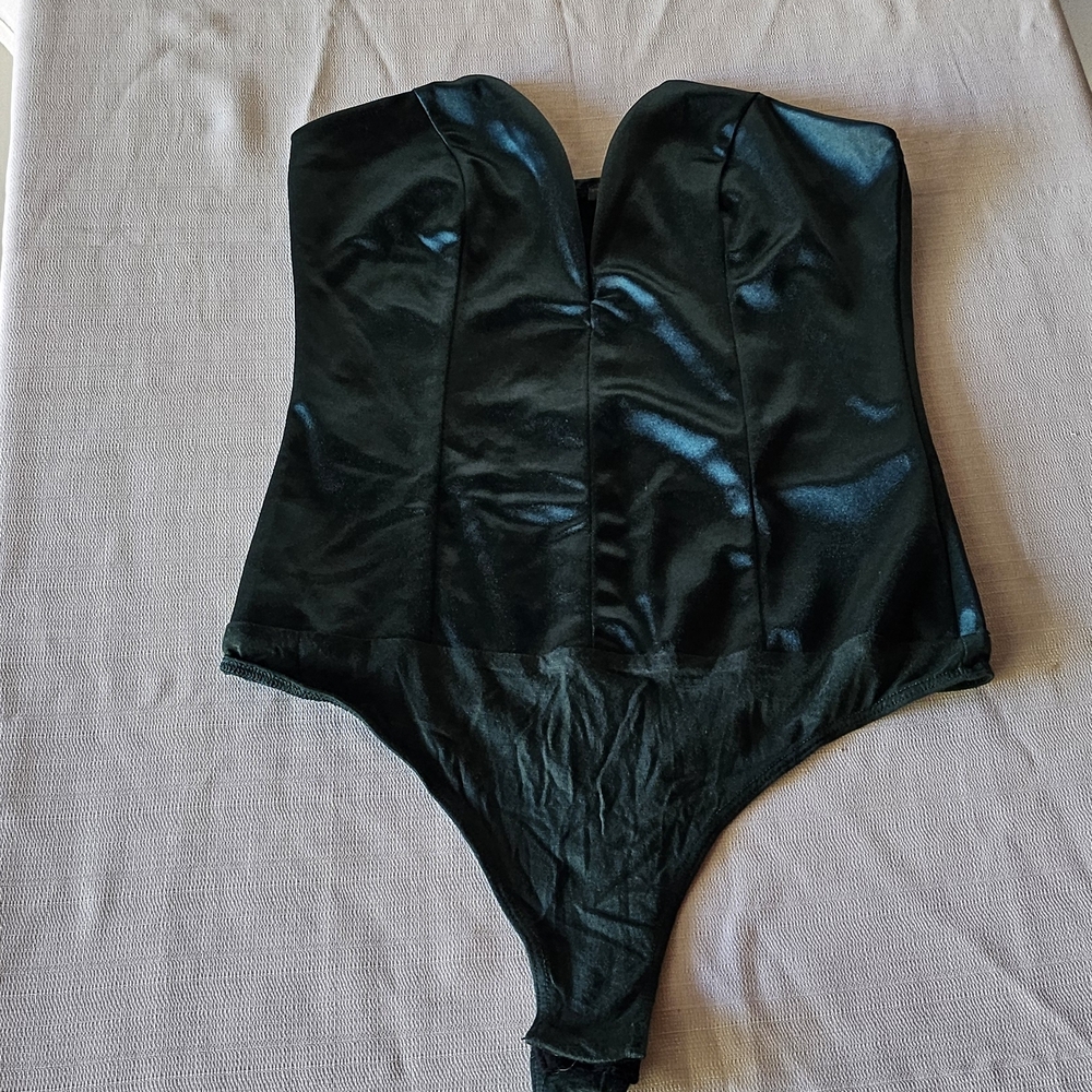 Blue Blush Black Strapless Bodysuit